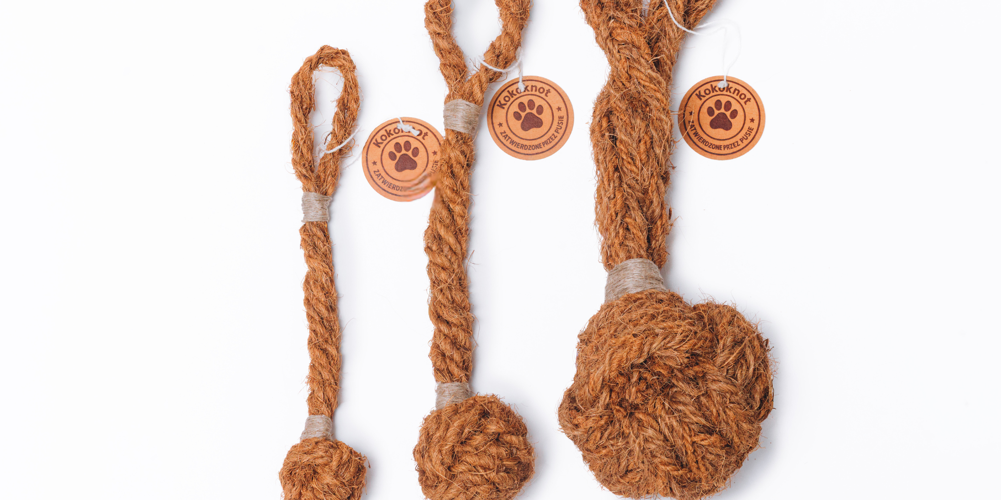 KokoFetch - Piłka z Włókna Kokosowego z Rączką | Do Rzucania i Szarpania | Eko Zabawka Bez Toksyn